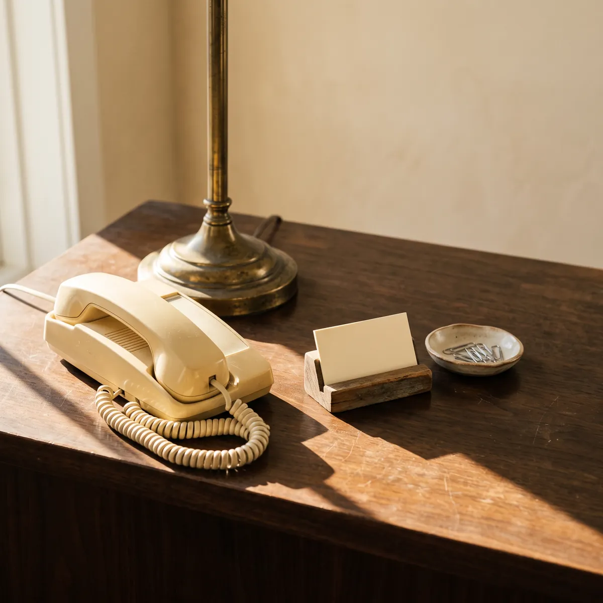 The reception phone on the desk